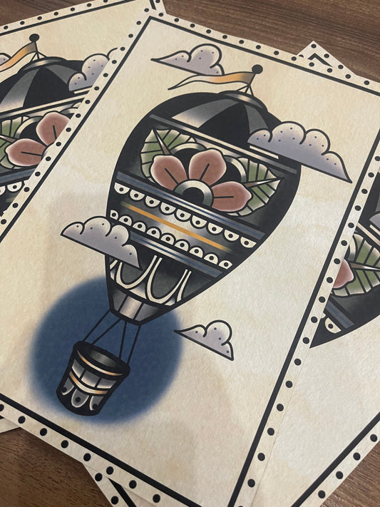 Hot air balloon - A4 art print